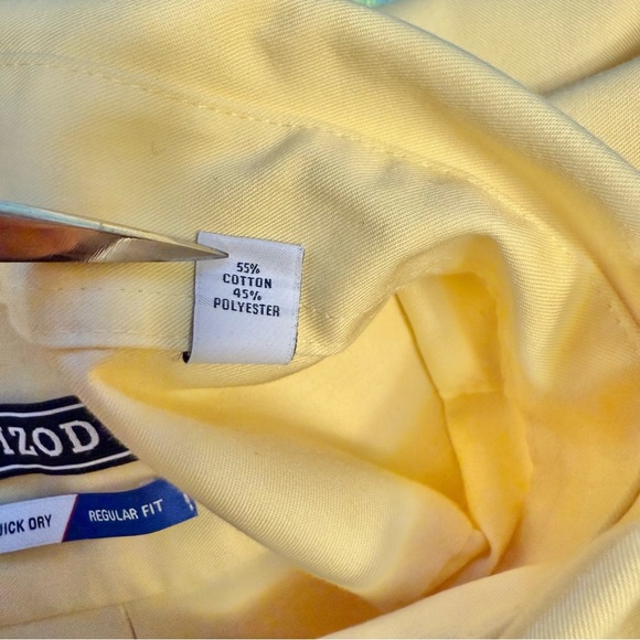 IZOD Quick Dry 16.5 Neck Men’s Regular Fit 34/35 Button Down Yellow Dress shirt - Picture 11 of 15